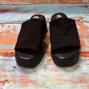 Sincerly Jules Black Slide Platform Mules